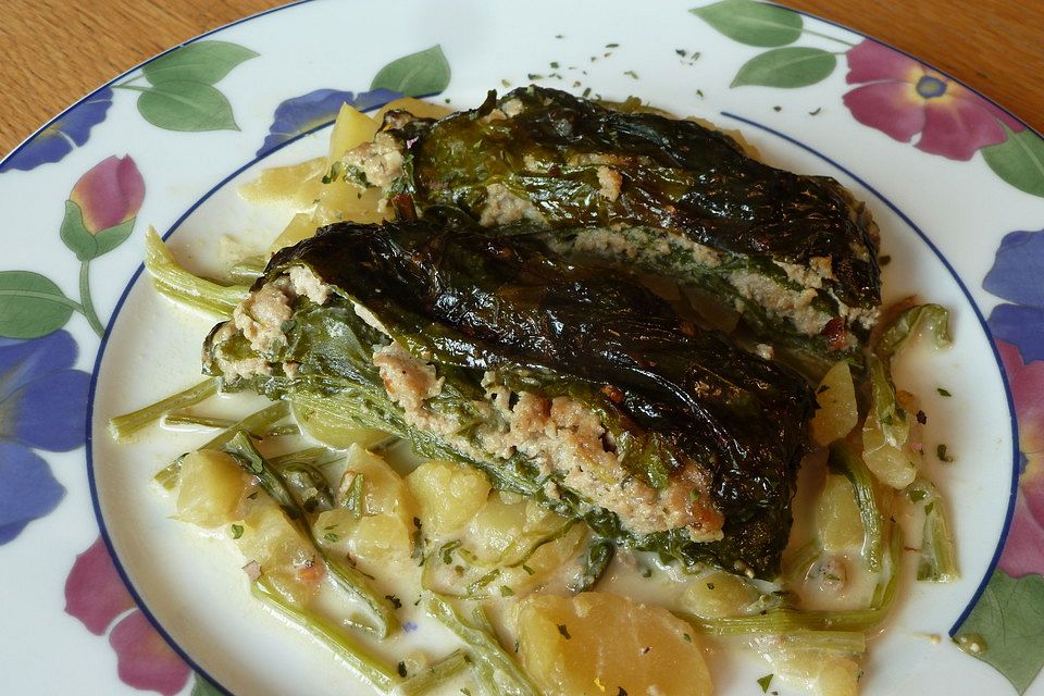 Mangoldröllchen mit Fischfüllung