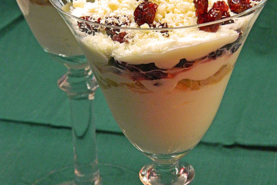 Joghurt - Mascarponecreme mit Cranberries und Cashewnüssen