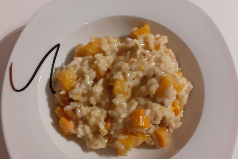 Risotto mit Kürbis, Blauschimmelkäse und Walnüssen