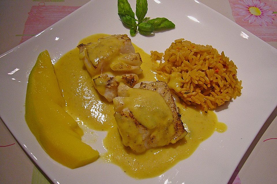 Fischfilet mit fruchtig - scharfer Mangosauce