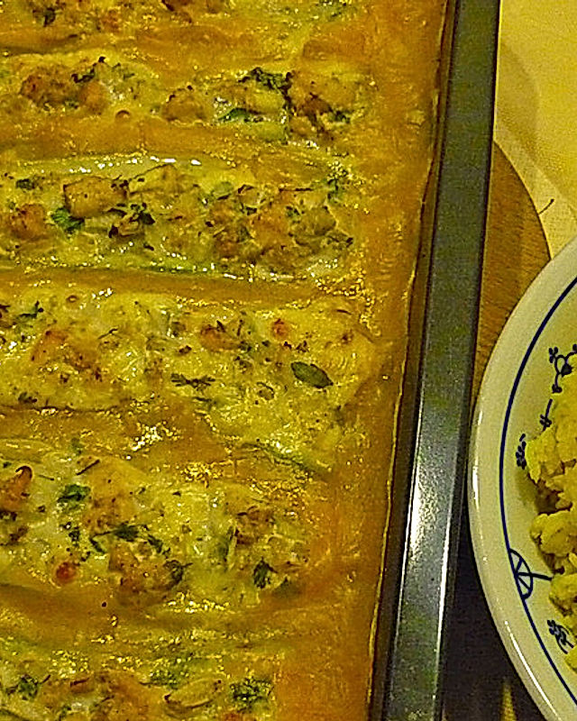 Zucchini mit Geflügel - Käse - Füllung