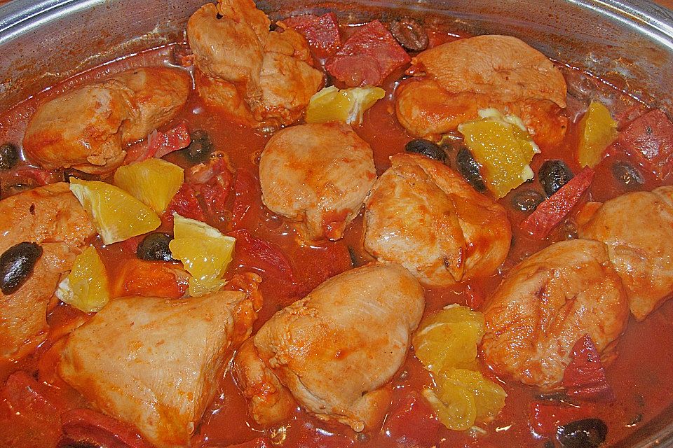 Hähnchentopf mit Chorizo und Orange Hähnchentopf mit Chorizo und Orange