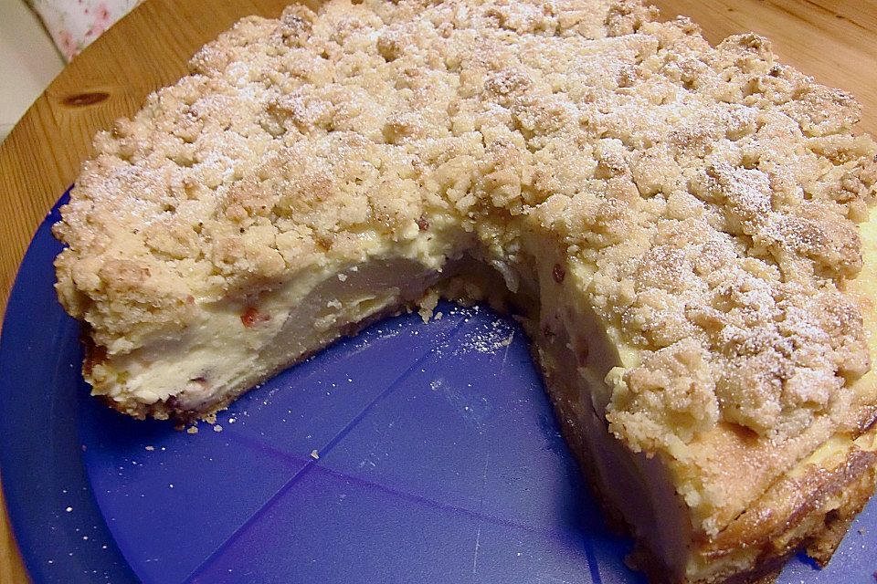 Birnen - Preiselbeer - Streuselkuchen