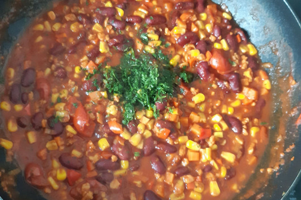 Chili sin Carne mit Sojageschnetzeltem