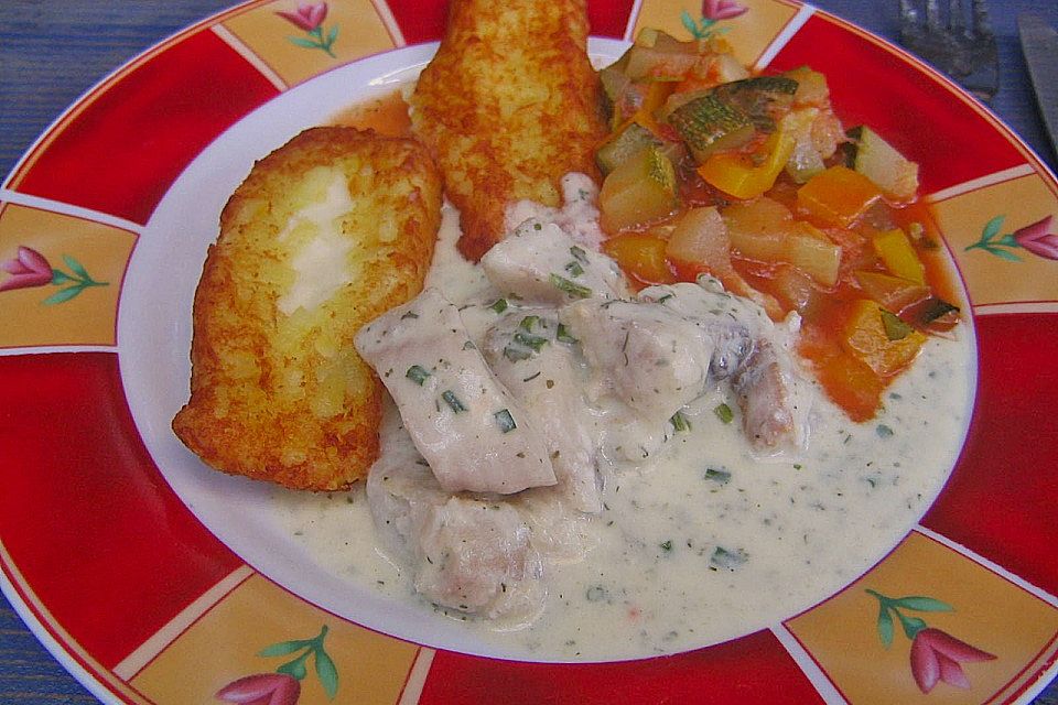 Fischfilets in Kokos - Kräutersauce