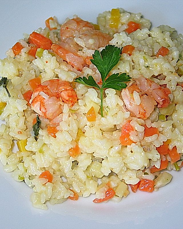 Reispfanne mit Shrimps