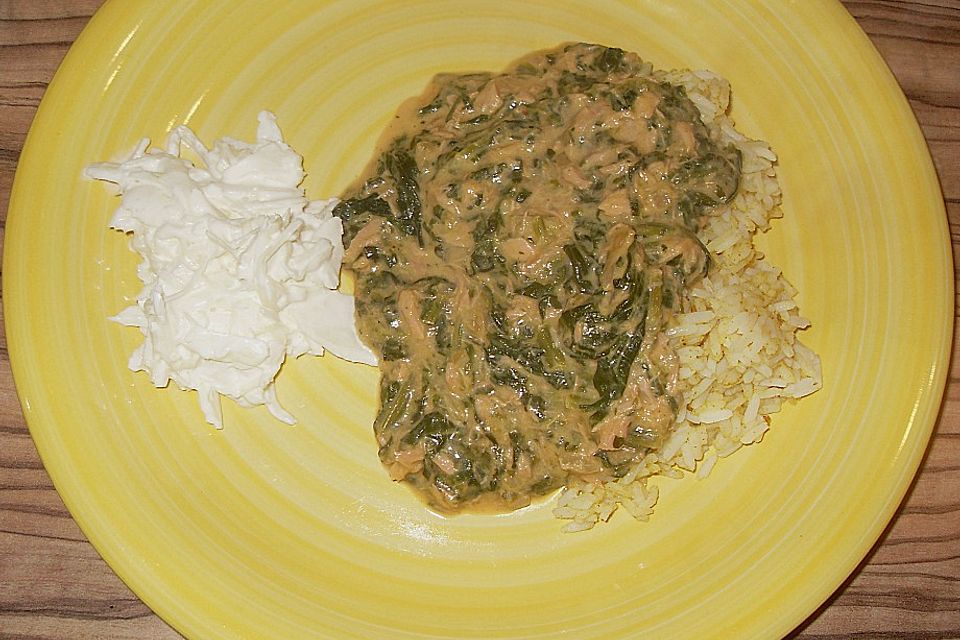 Thunfisch - Spinat Gericht in Rahmsoße