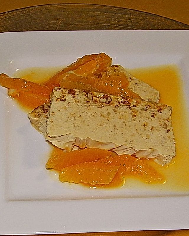Krokant - Parfait mit Orangenkompott