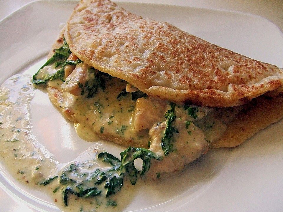 Pfannkuchen, gefüllt mit Senf-Rucola-Geschnetzeltem von Jessica_Carina ...