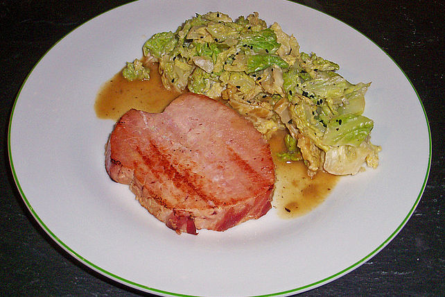 Kasseler Lachsbraten Im Backofen Wie Lange Glasierter Kasseler - Lachsbraten mit Wirsingkohl von wassereimer| Chefkoch