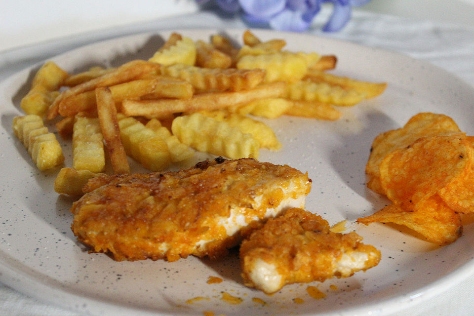 Minischnitzel mit Paprikachips - Panade