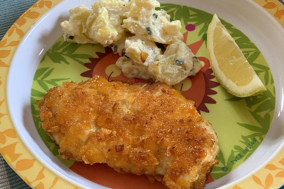 Minischnitzel mit Paprikachips - Panade