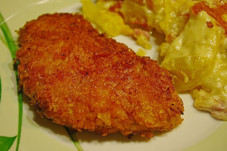 Minischnitzel mit Paprikachips - Panade