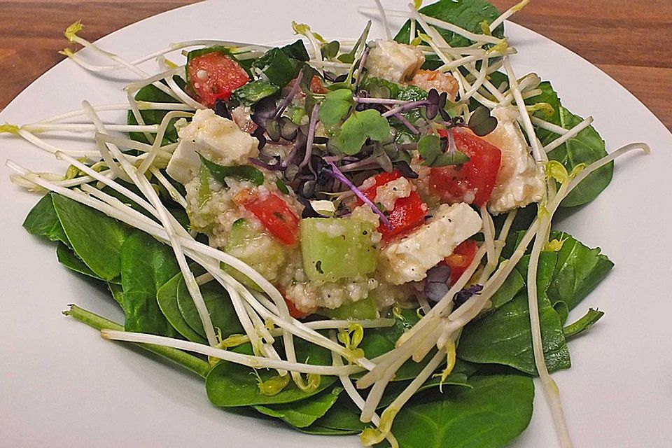 Couscous-Salat mit zarten Sprossen