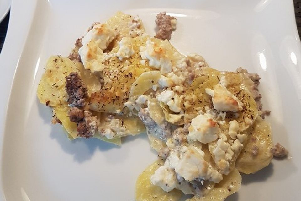 Hackfleisch - Schafskäse Gratin