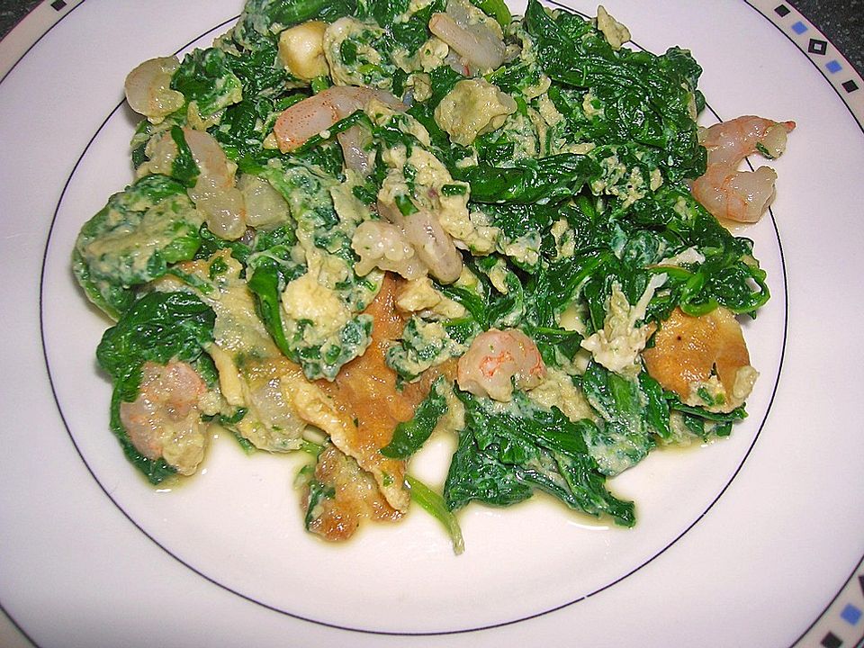 Spinat - Rührei mit Shrimps von Rocky73 | Chefkoch