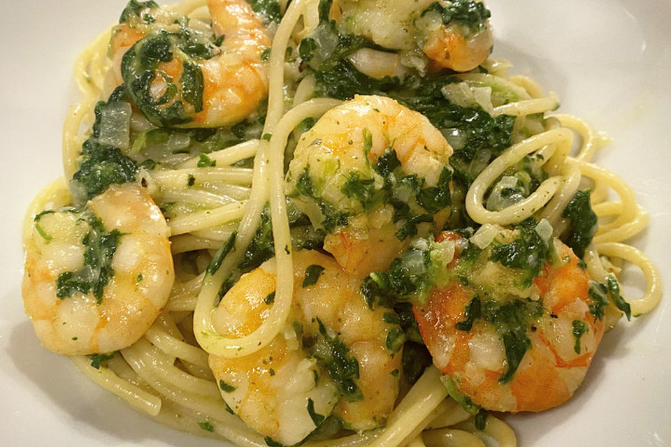 Pasta Scampi e Spinaci alla  Vapiano