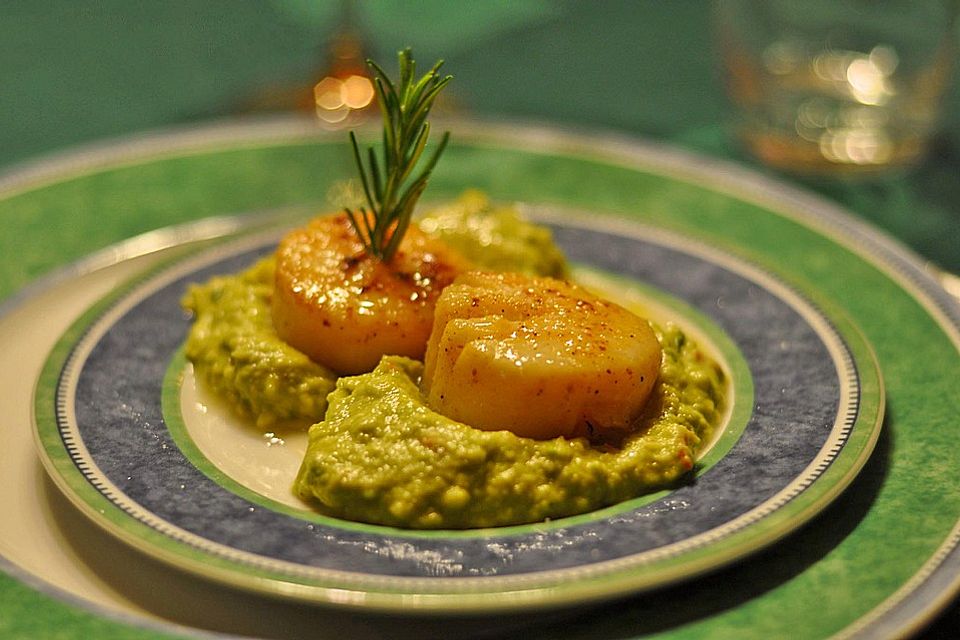 Jakobsmuschel auf Avocadocreme