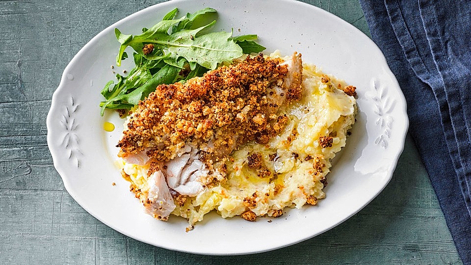 Fischfilet unter der Senfkruste mit Oliven-Kartoffelpüree von Delfina36 ... Fischfilet unter der Senfkruste mit Oliven-Kartoffelpüree von Delfina36 ...