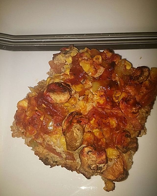 Hackpizza mit Paprika-Pilz-Belag