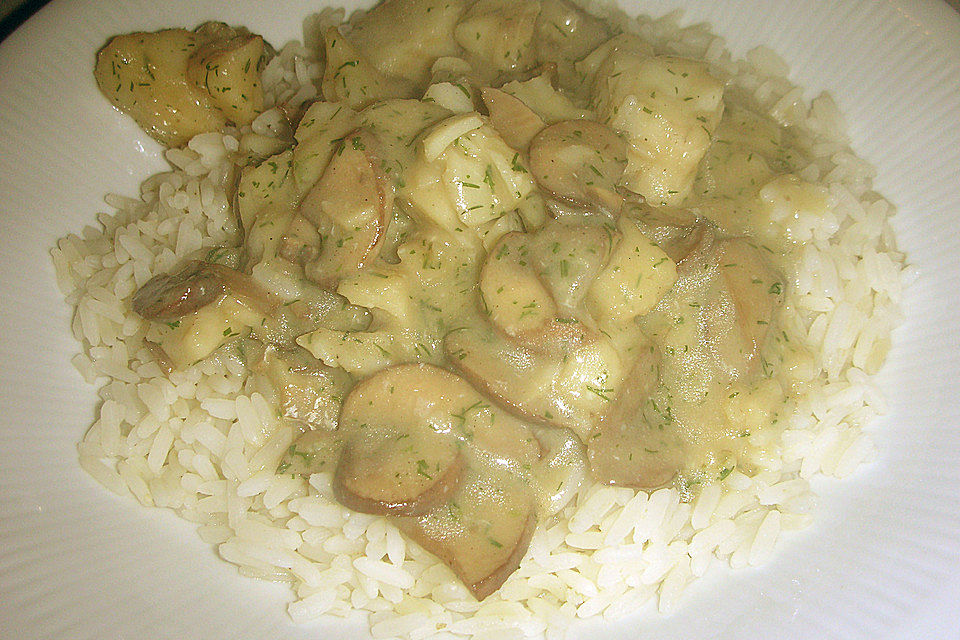 Fisch - Frikassee mit Champignons