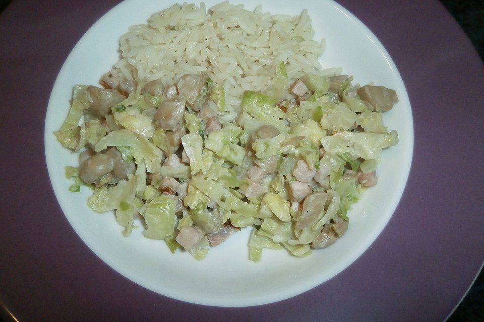 Wirsing - Champignon - Pfanne mit Kasseler