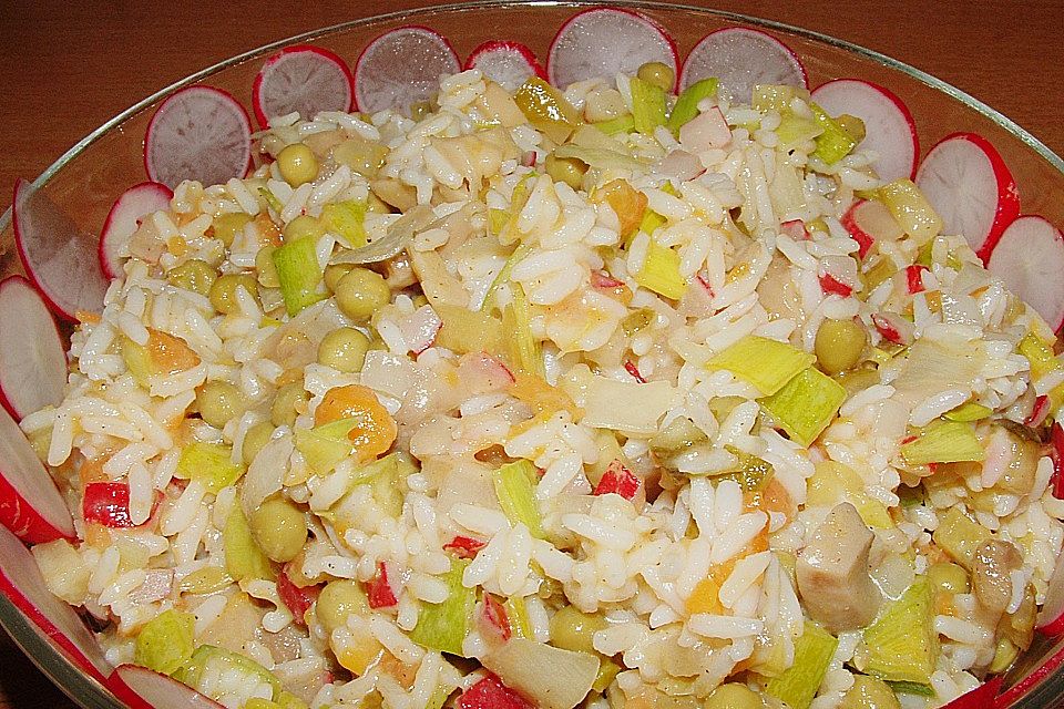 Reissalat mit Lauch