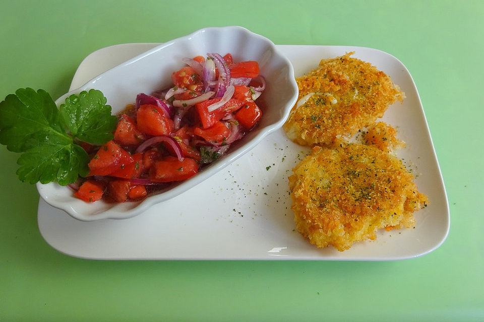 Gebackener Mozzarella mit Tomatensalat