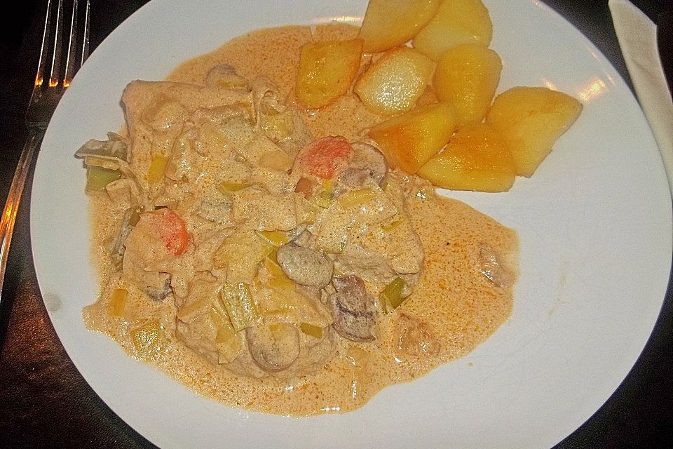 Schweinefilet in Lauch - Champignon - Sahne