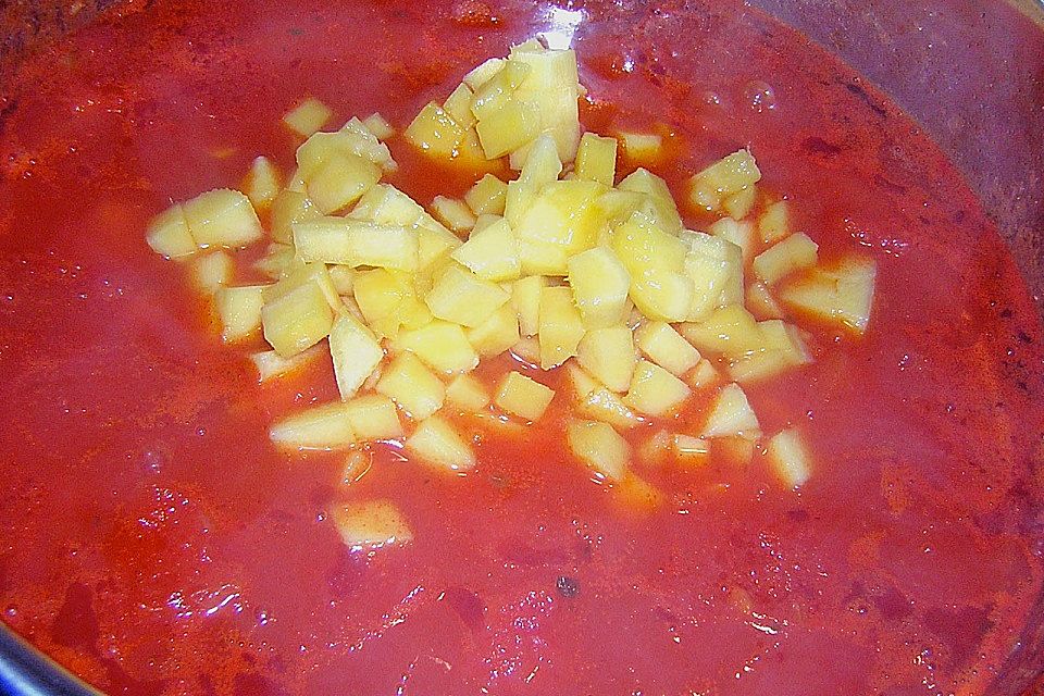 "Tomatensuppe tropisch" mit Mango und Ingwer