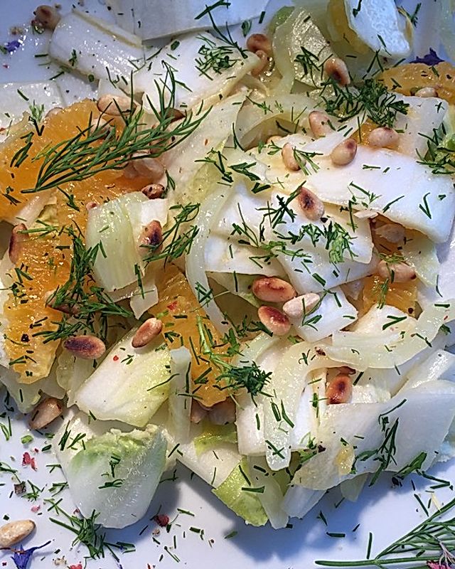 Salat vom Fenchel, Chicoree und Orange