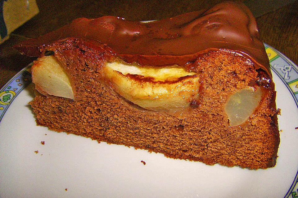 Birnenkuchen mit dem schokoladigsten Schoko-Schokoladen-Schock