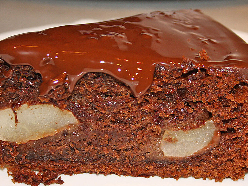 Birnenkuchen mit dem schokoladigsten Schoko-Schokoladen-Schock von ...
