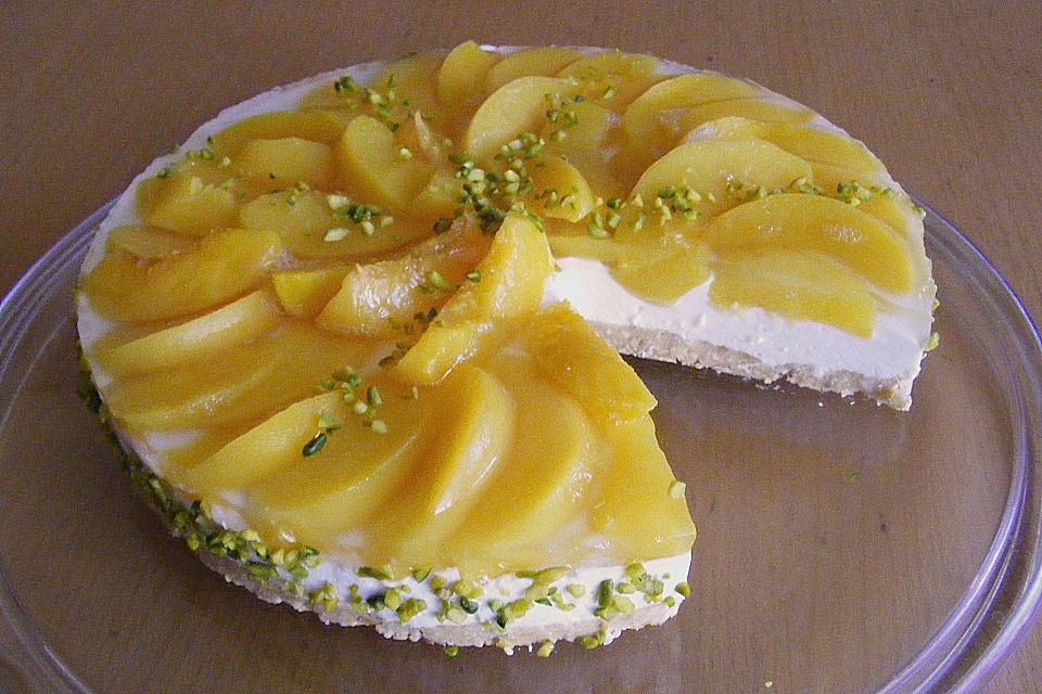 Erfrischende Pfirsich - Frischkäse - Torte