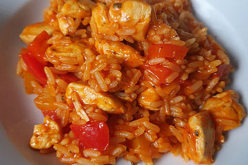 Paprika - Reispfanne mit Pute