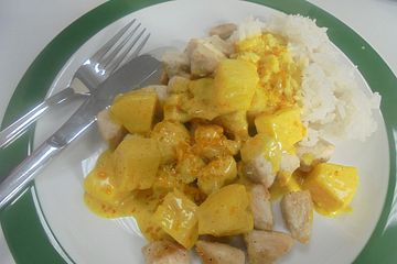 Hähnchen - Orangen - Curry mit Reis