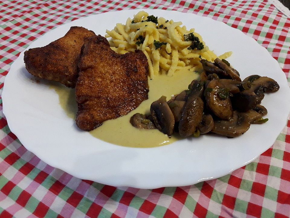 Schnitzel mit Zwiebeln und Champignons von summersnow79 | Chefkoch