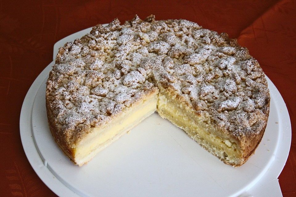 Streuselkuchen mit Pudding