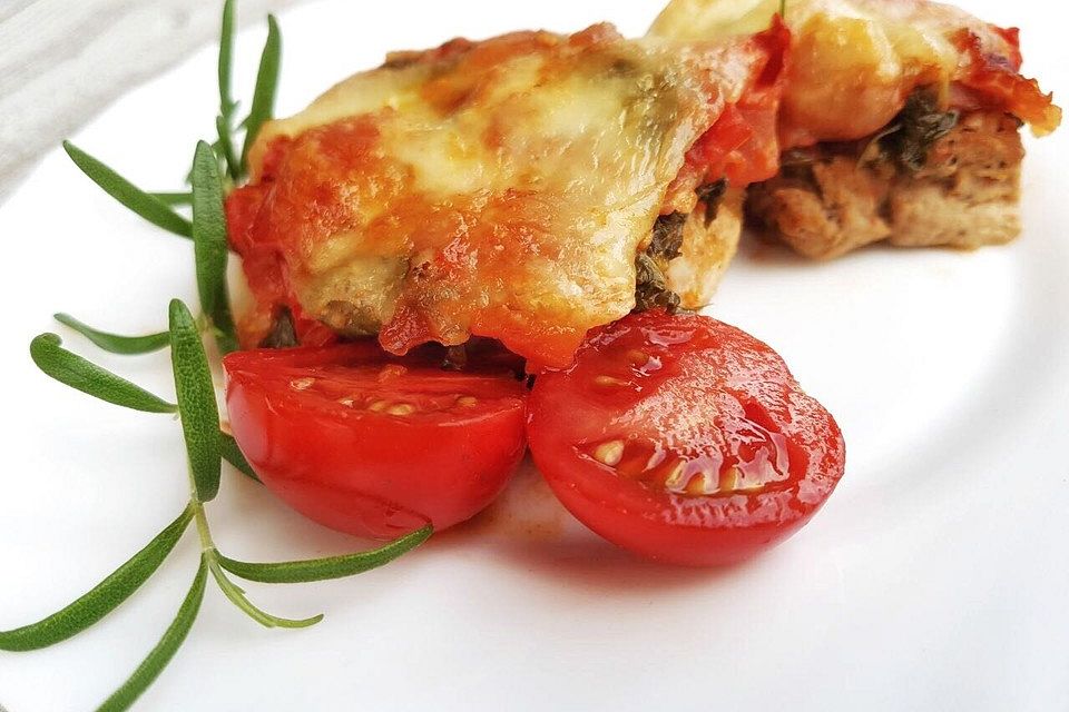 Überbackenes Schweinefilet mit Rucola