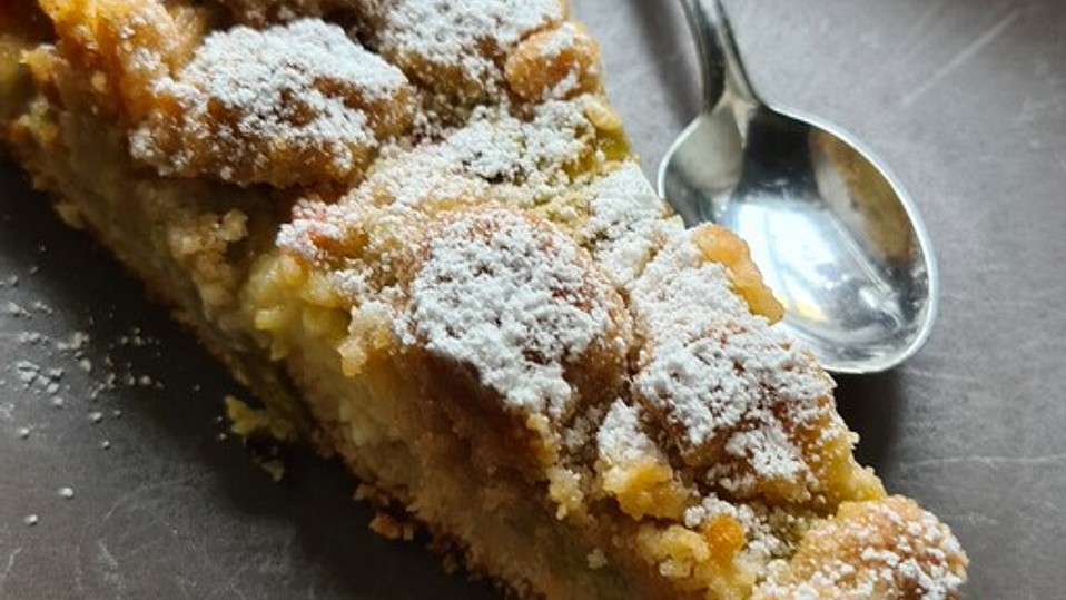 Rhabarber - Streuselkuchen mit Vanillepudding von dashonigkuchenpferd