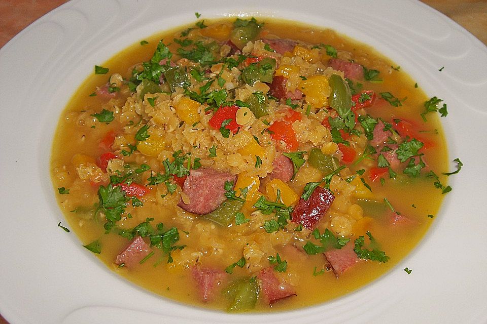 Linsensuppe mit Cabanossi