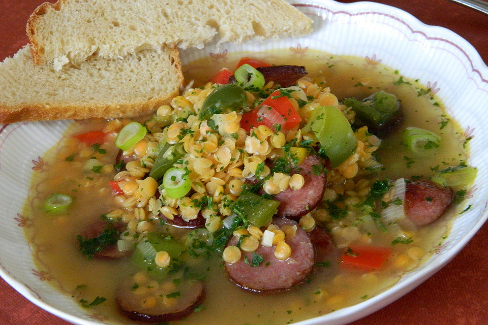 Linsensuppe mit Cabanossi