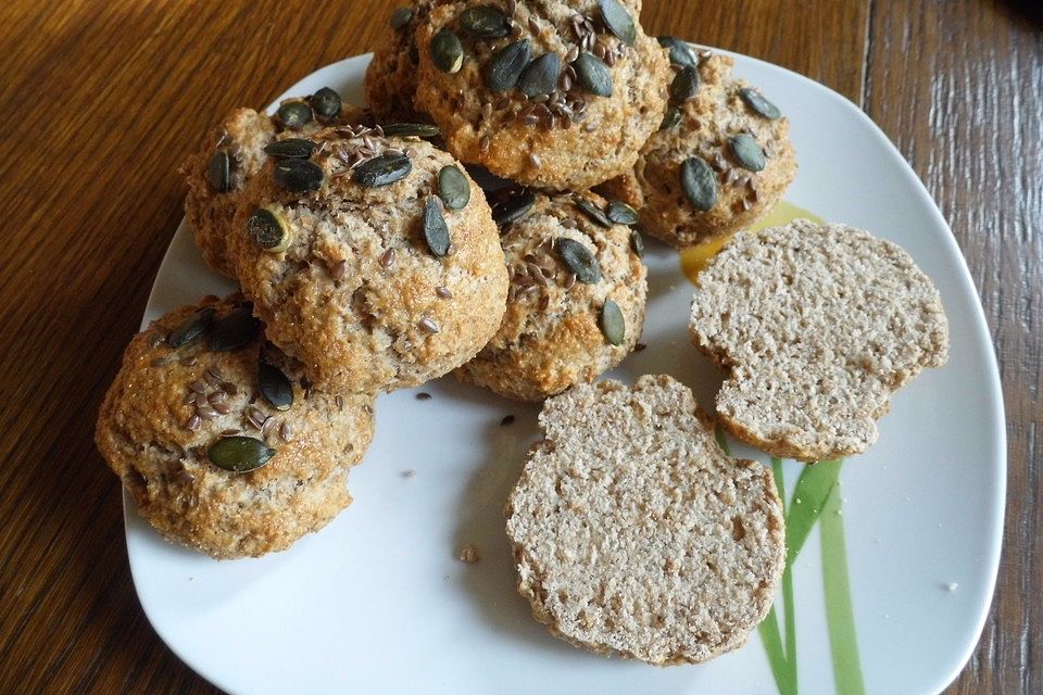 Schnelle Vollkornbrötchen aus Quark - Ölteig