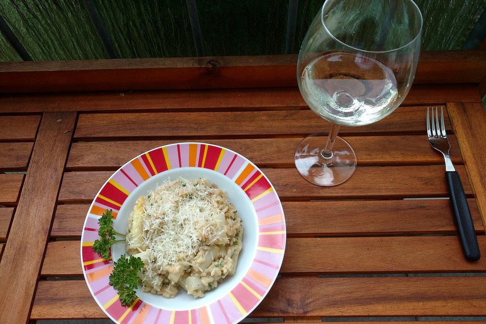 Risotto mit grünem Spargel und Parmesan