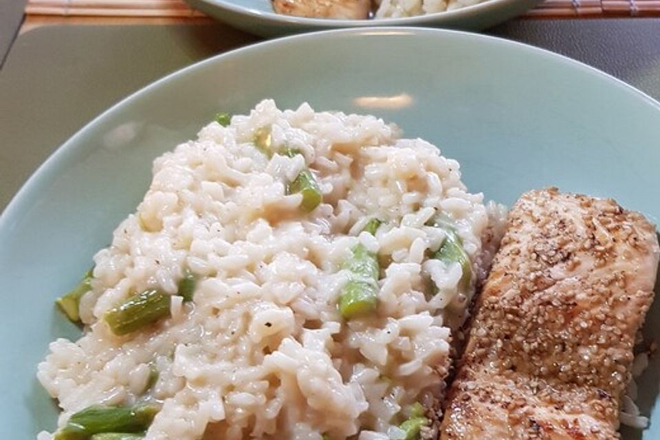 Risotto mit grünem Spargel und Parmesan