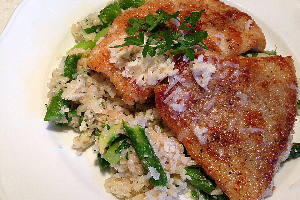 Risotto mit grünem Spargel und Parmesan