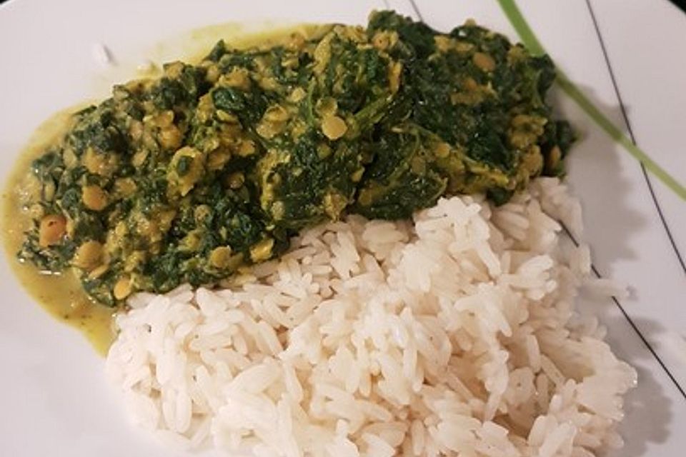 Curry - Dhal mit Spinat