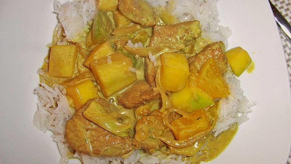 Putengeschnetzeltes auf Mango - Curry - Reis von wolfi2602 Putengeschnetzeltes auf Mango - Curry - Reis von wolfi2602