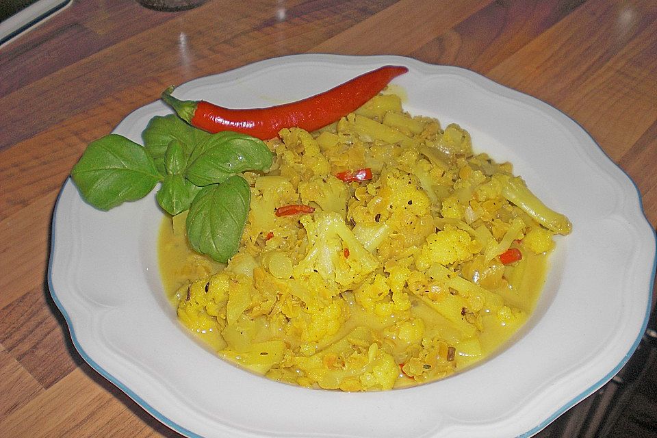 Blumenkohlcurry mit roten Linsen