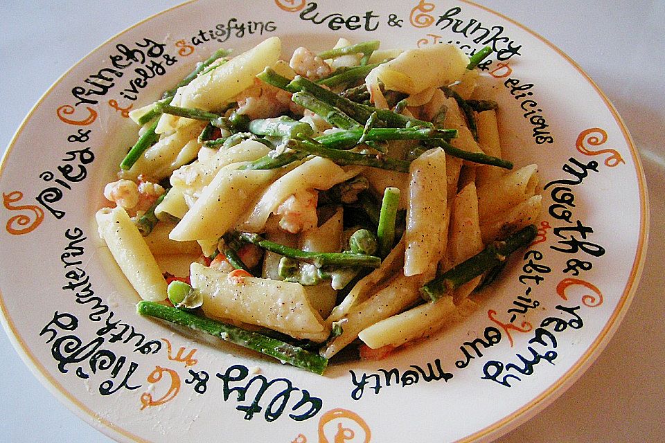 Pasta mit Spargel und Garnelen